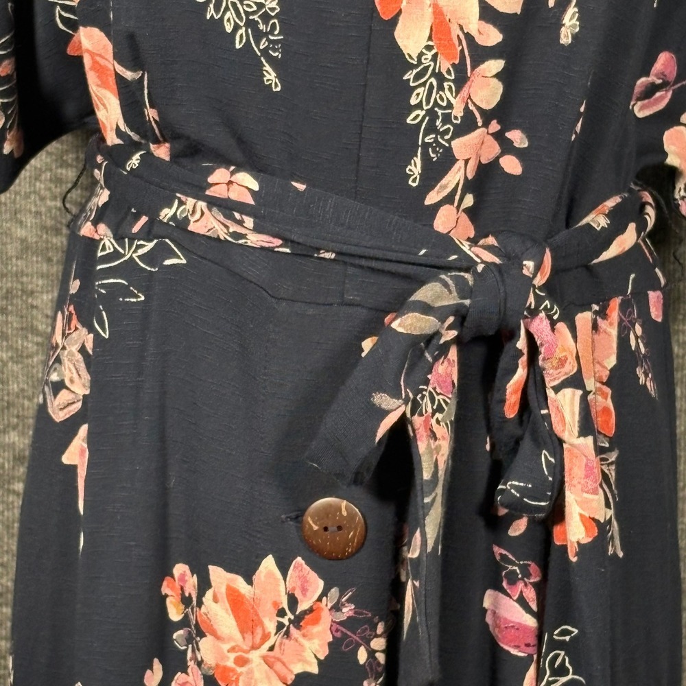 J.Jill Botanical Brunches Navy Blue Floral Button Front Midi Dress Medium - Picture 6 of 16